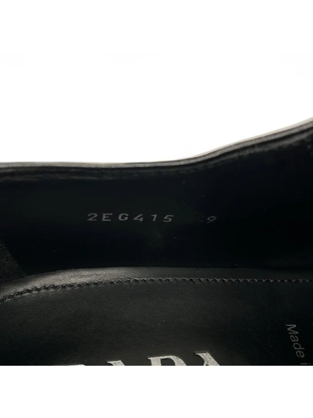 Prada Square Toe Rubber Sole Leather Derby Shoes 9 Black